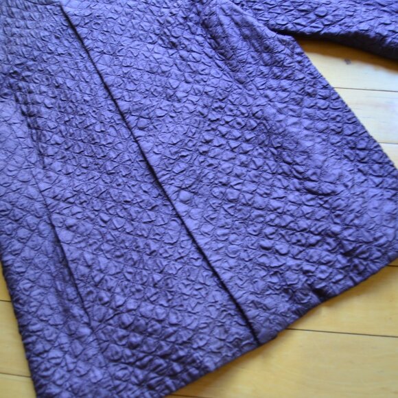 Eileen Fisher plum quilted lined 100% silk jacket W pockets Size S - Picture 6 of 15